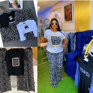 Stylish White Leopard Print Shirt And Pants Set